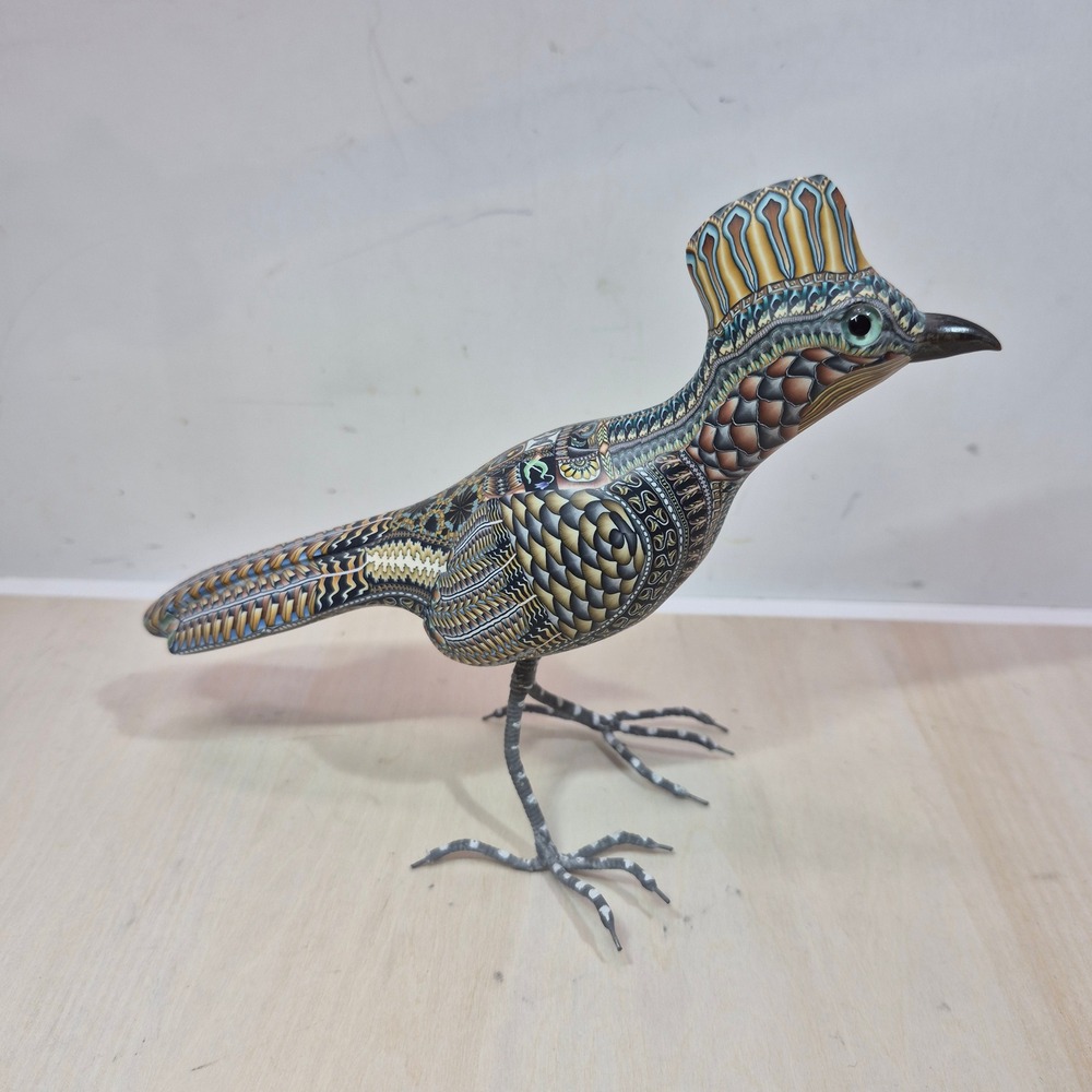 Handcrafted Jon Stuart Anderson Roadrunner Figurine Multi Color Art Bird Decor